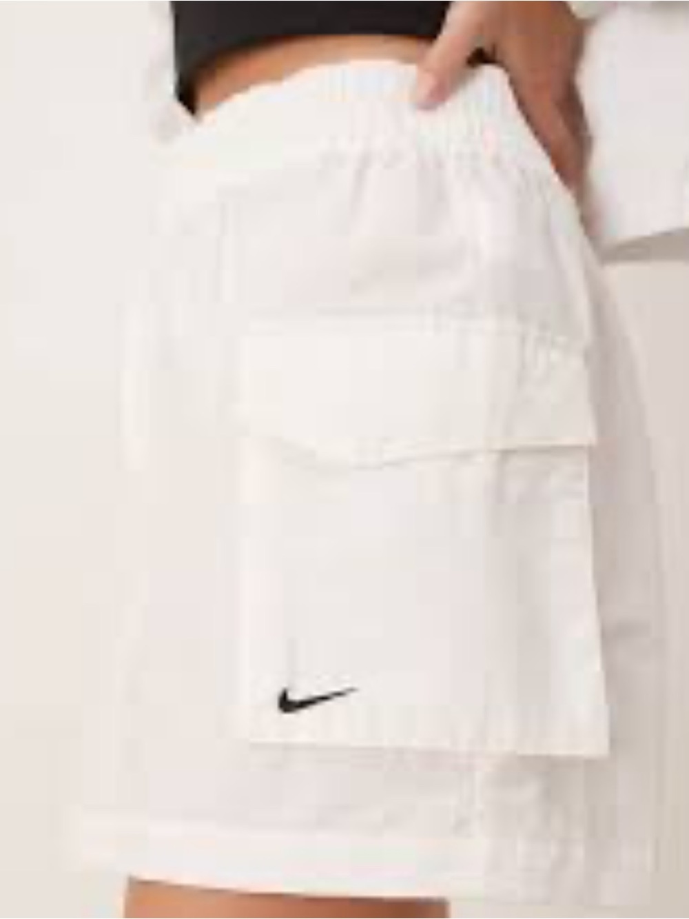Nike White Women's Cargo Shorts with Black Swoosh